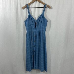 Chelsea & Violet Blue Tie Front Cutout Plisse Dress Womens Size M Boho Coastal